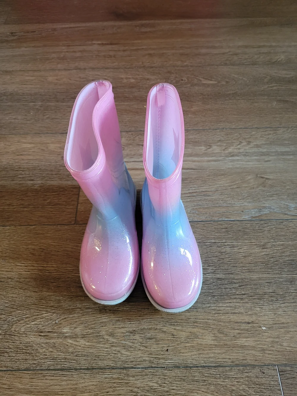 Kids Glitter Ombre Pink-Blue Rain Boots